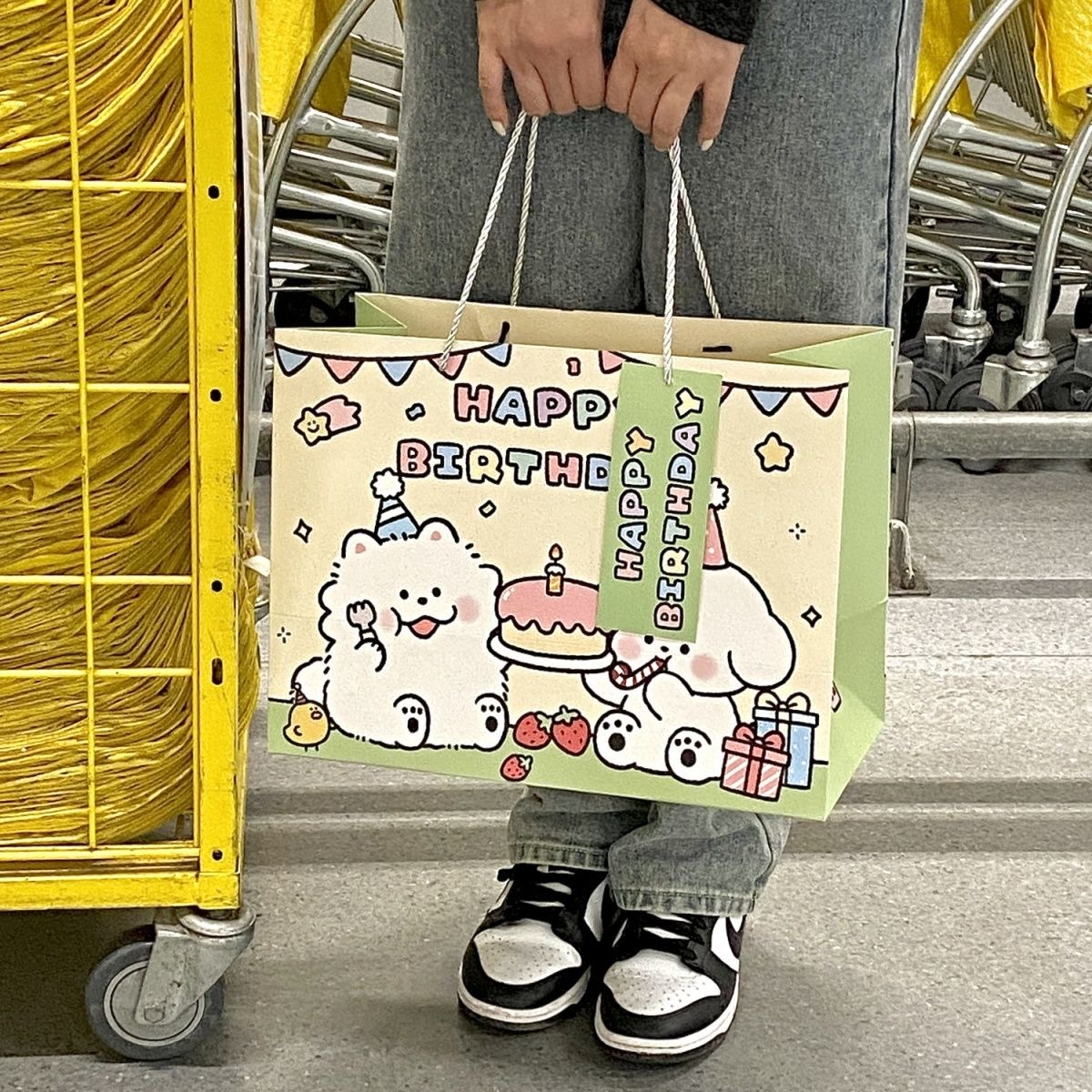 Birthday Puppy Gift Bag -- Light Green