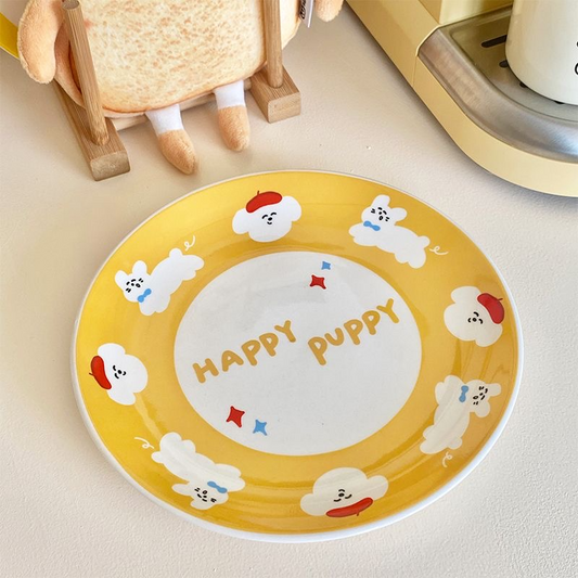 Happy Puppy Ceramic Plate
