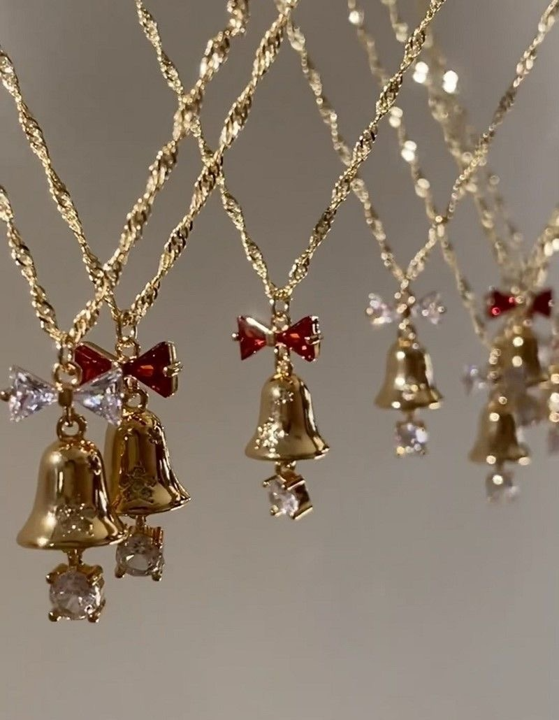 Red Bow Bell Necklace