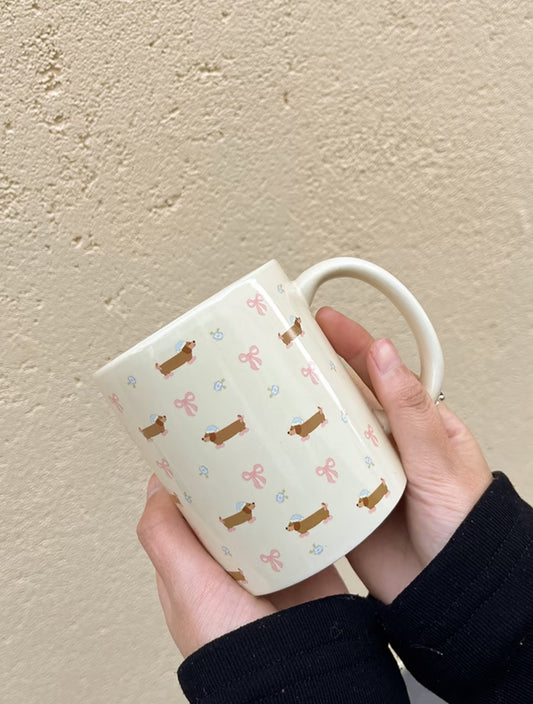 Blue Hat Sausage Dog Ceramic Mug