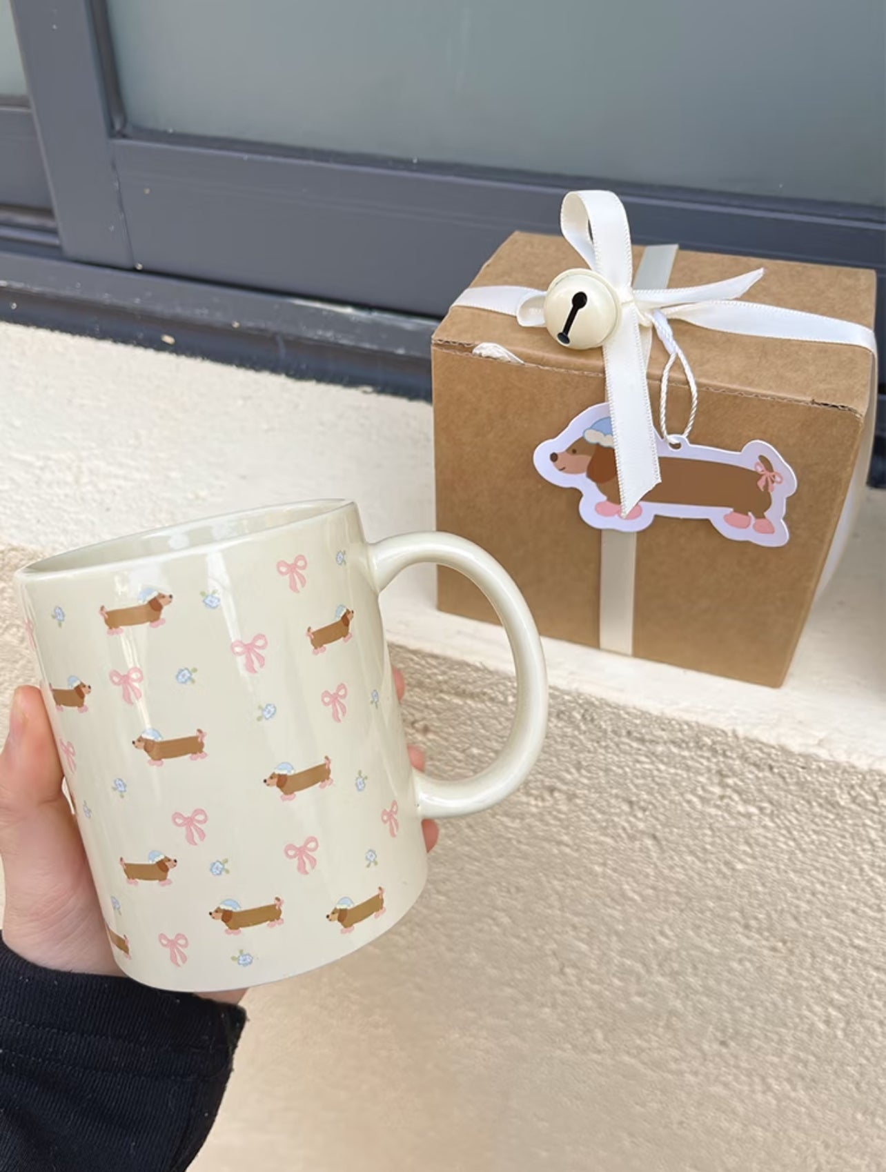 Blue Hat Sausage Dog Ceramic Mug