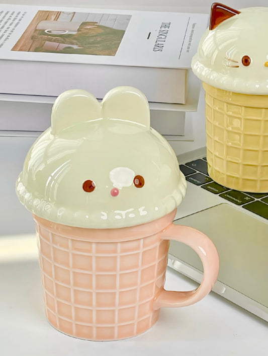 Bunny Ice Cream Cone Ceramic Mug