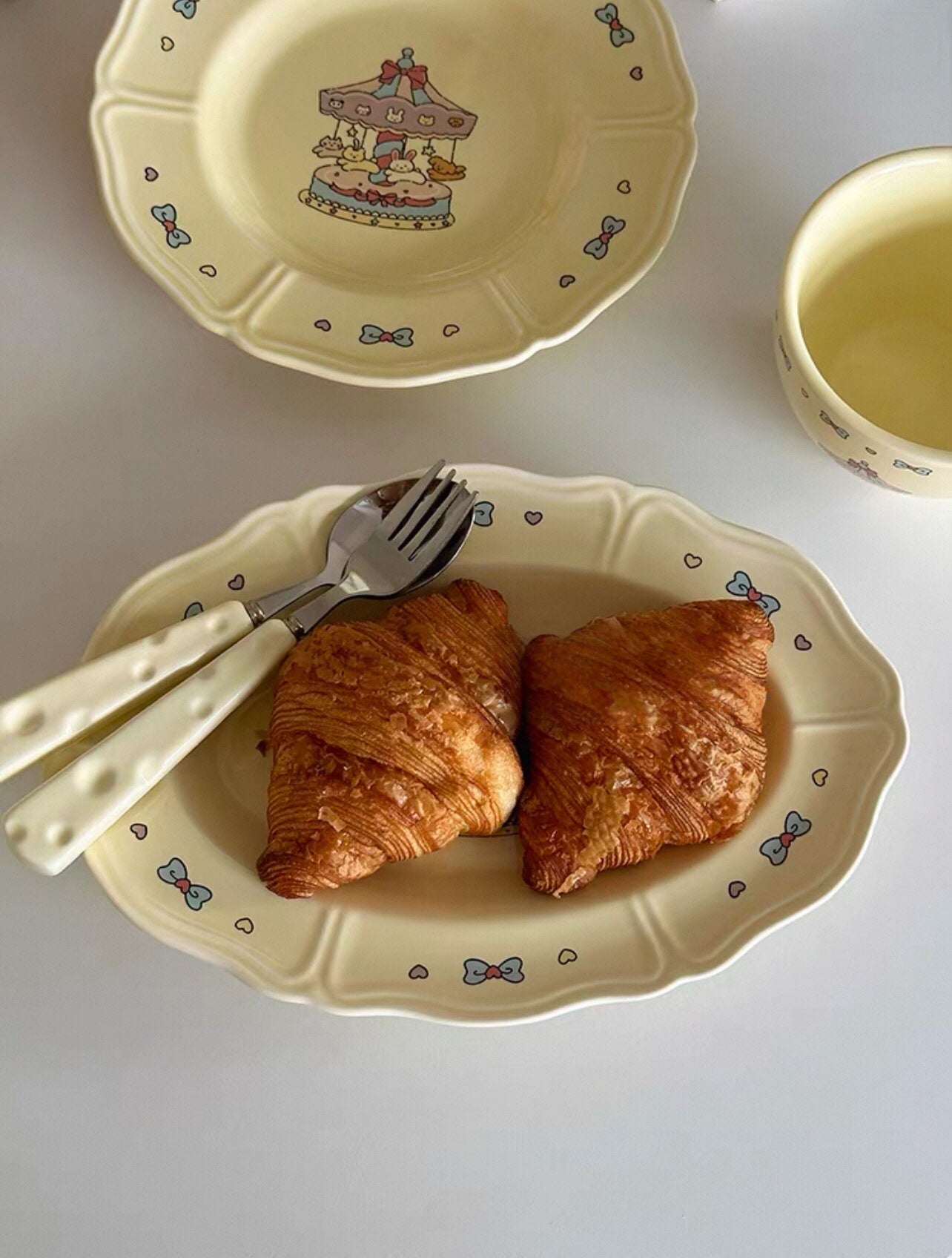 Cream Carousel Ceramic Plate