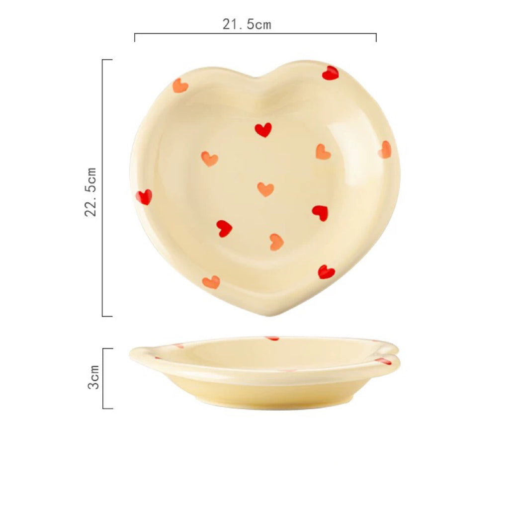 Cream Love Ceramic Plates