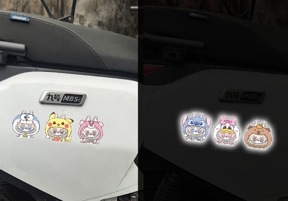 Labubu Reflective Car Sticker Set (6-Pack) -- 6