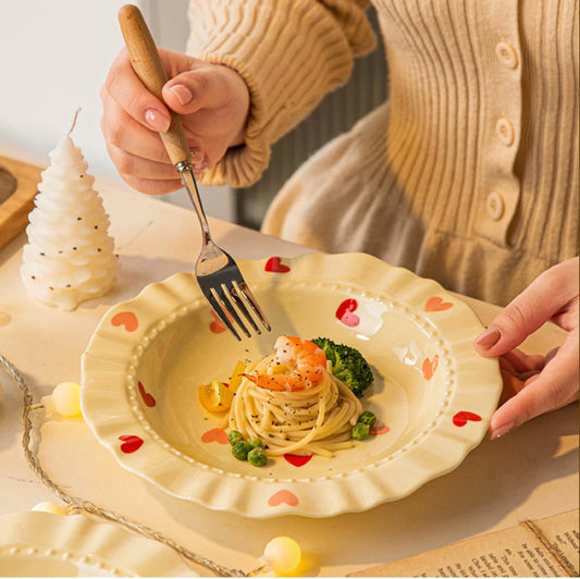 Cream Love Ceramic Plates