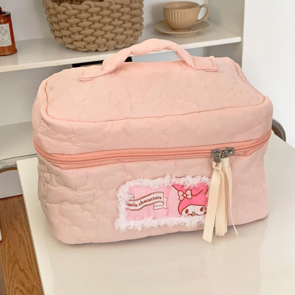 Quilted Cotton Cosmetic Bag