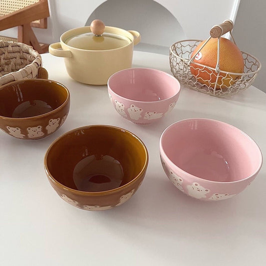 Embossed Bear Ceramic Bowl