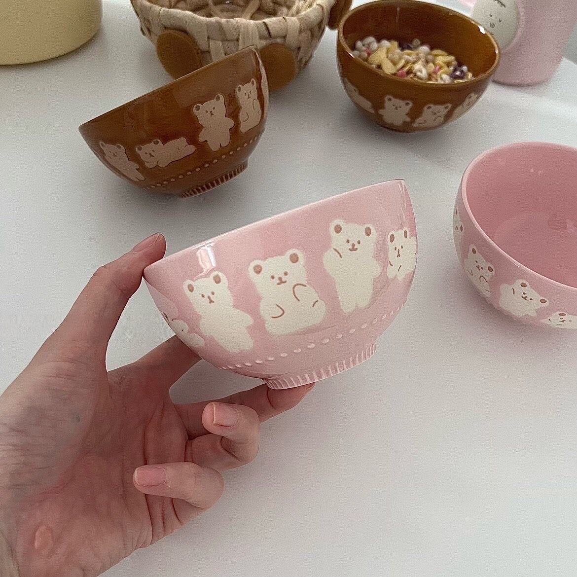 Embossed Bear Ceramic Bowl