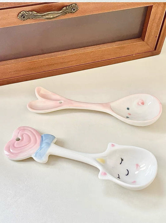 Rabbit & Unicorn Ceramic Spoon