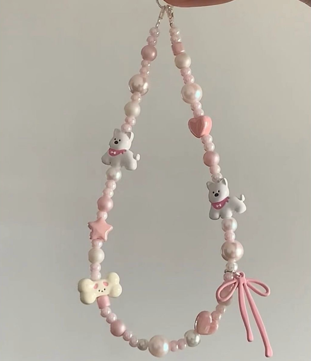 Pink Westie Phone Strap