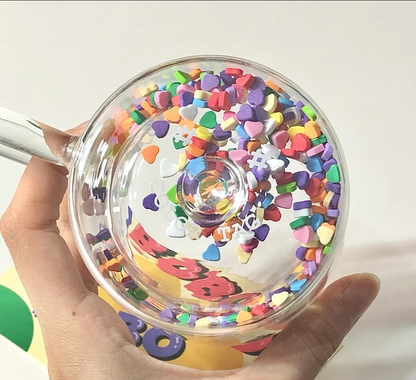 Flowing Heart Double-Layer Glass Cup