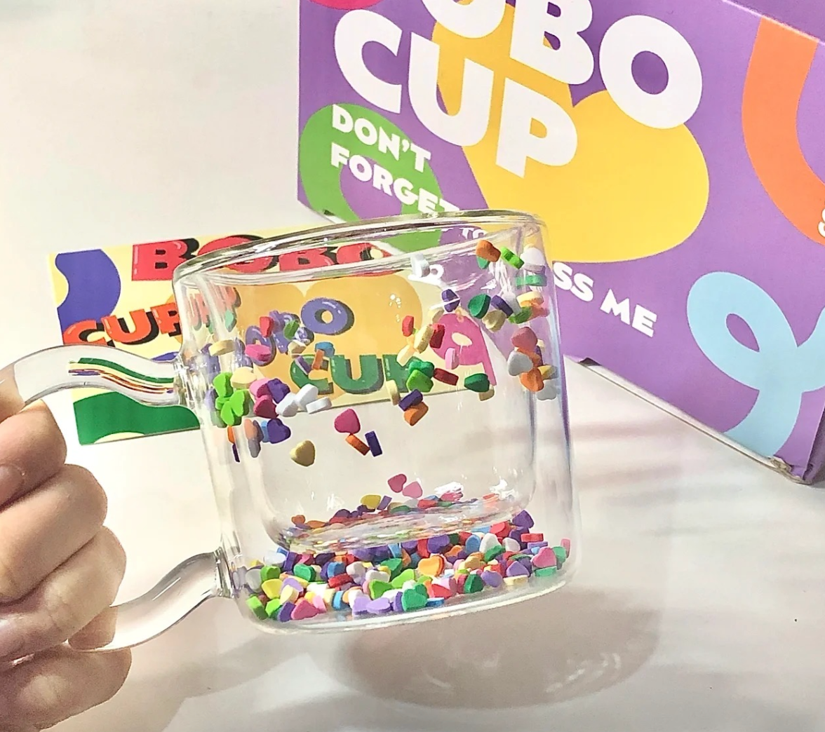 Flowing Heart Double-Layer Glass Cup