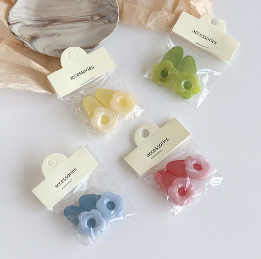 Candy-Colored Flower Hair Clips (Set of 2)