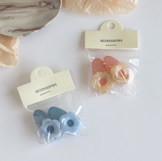 Candy-Colored Flower Hair Clips (Set of 2)