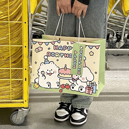 Birthday Puppy Gift Bag -- Light Green