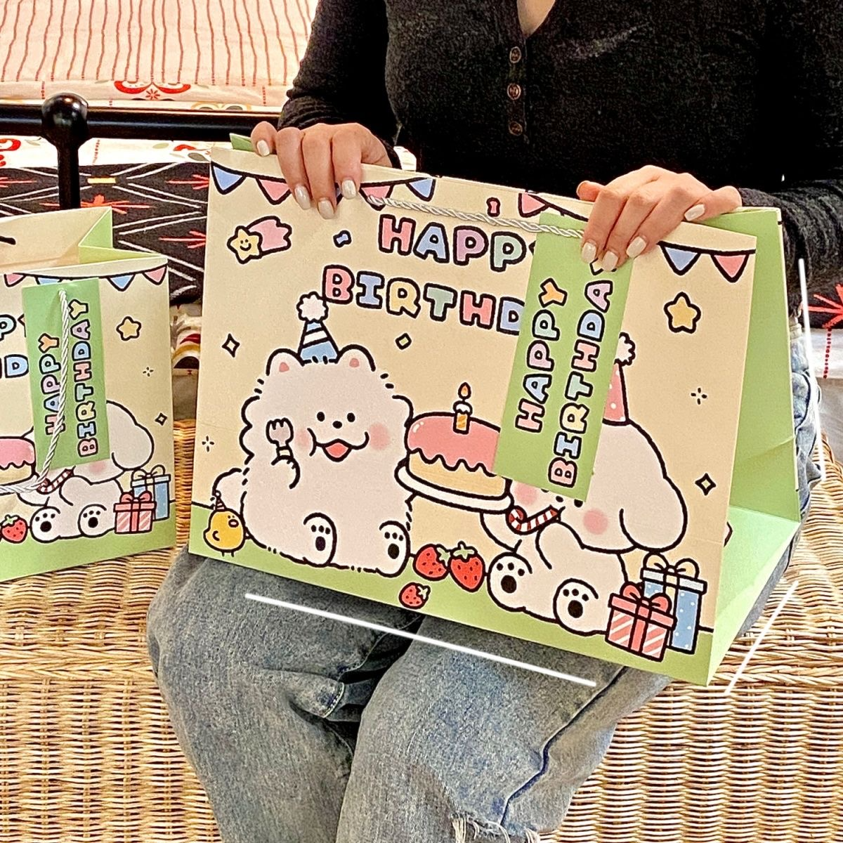 Birthday Puppy Gift Bag -- Light Green