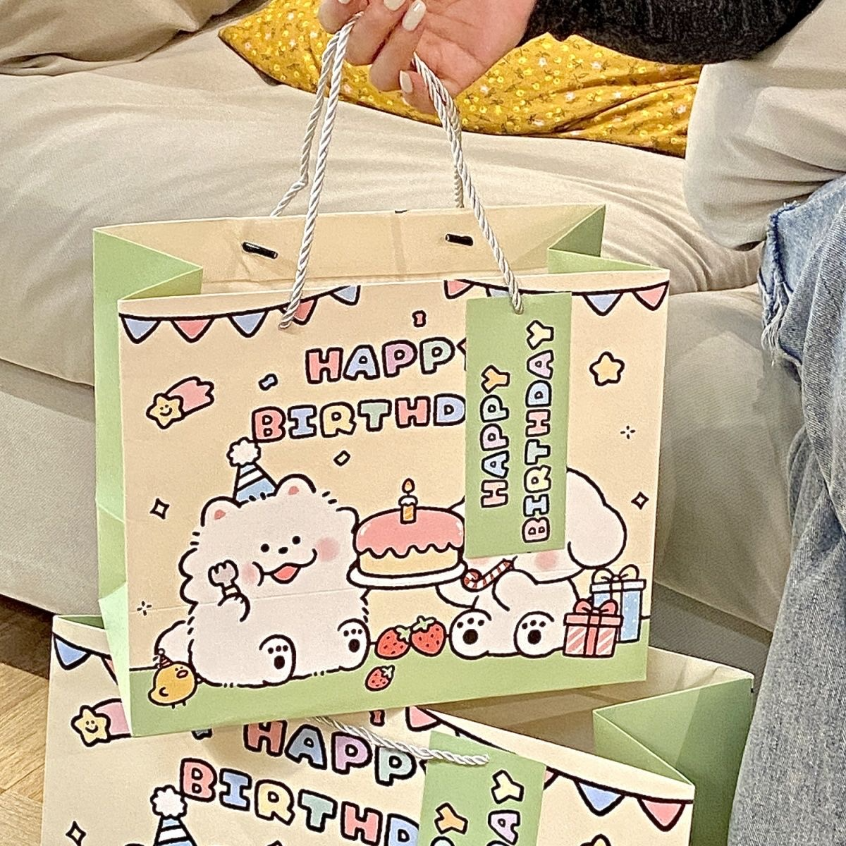 Birthday Puppy Gift Bag -- Light Green