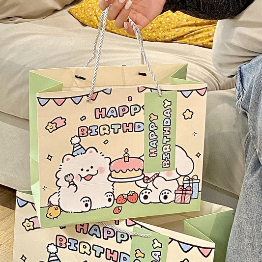 Birthday Puppy Gift Bag -- Light Green
