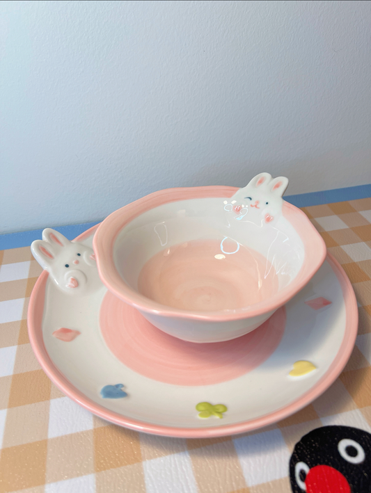 Bobo Bunny Ceramic Bowl & Plate Set