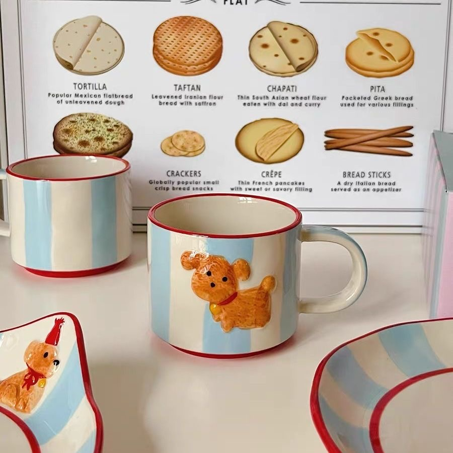 Blue & White Striped Teddy Ceramic Mug