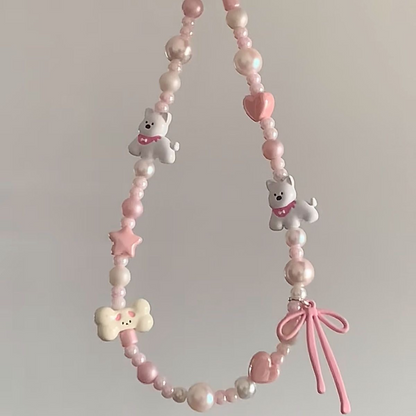 Pink Westie Phone Strap