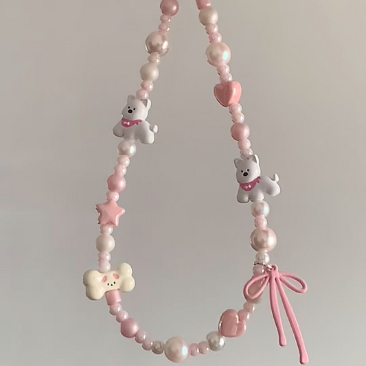 Pink Westie Phone Strap