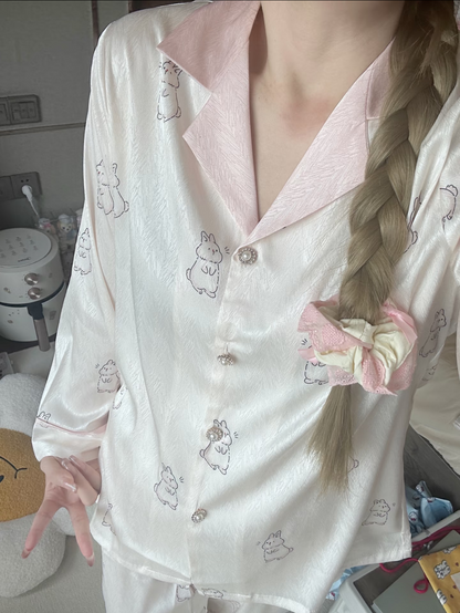 Bunny Ice-Silk Pajama Set