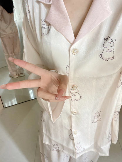 Bunny Ice-Silk Pajama Set
