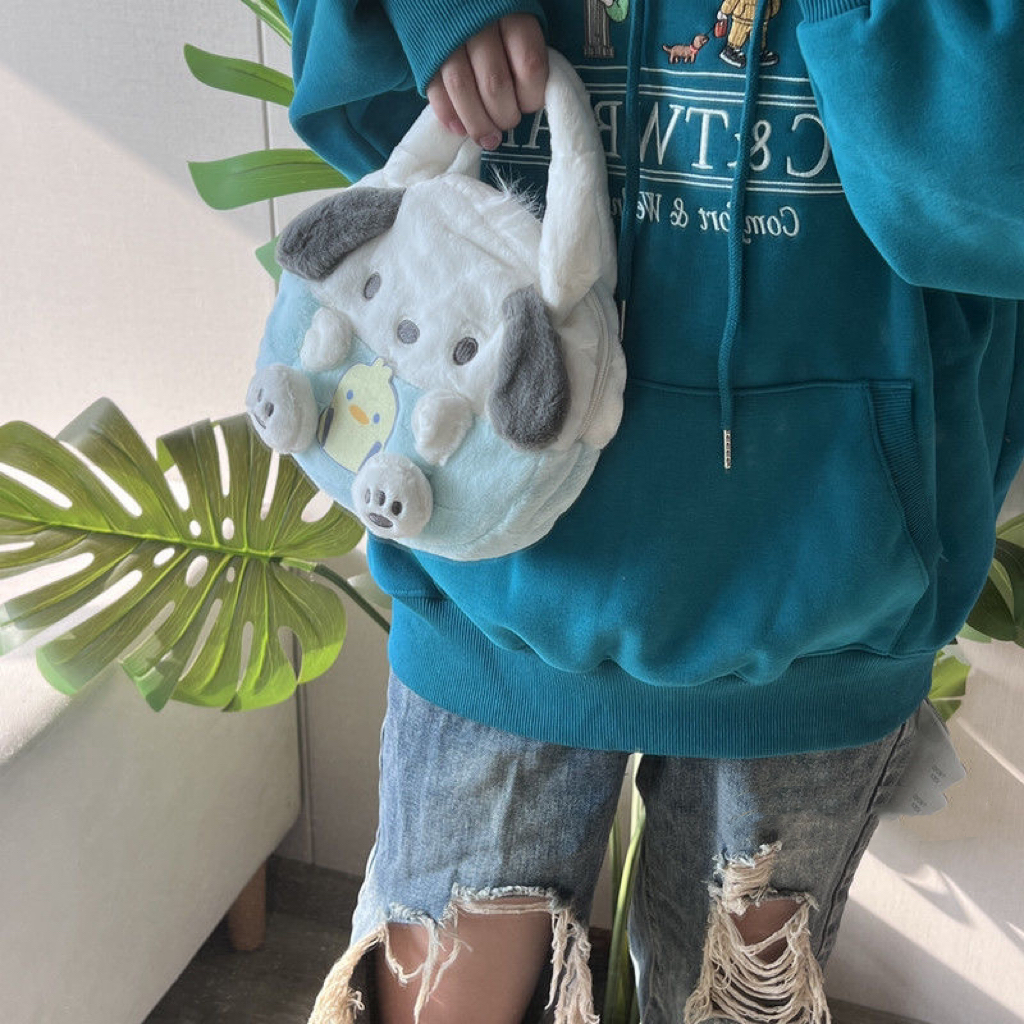 Pochacco / Kuromi Plush Tote Bag