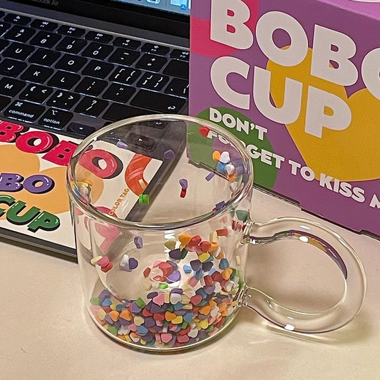 Flowing Heart Double-Layer Glass Cup