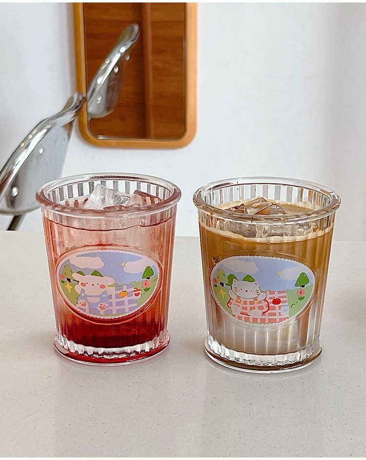 Hello Cat & Hello Dog Glass Cup