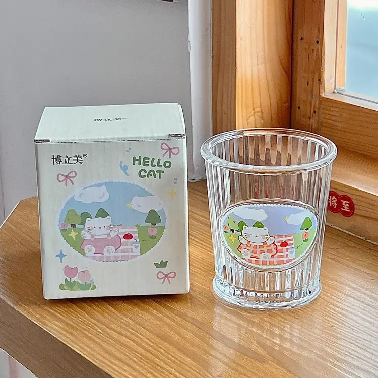 Hello Cat & Hello Dog Glass Cup