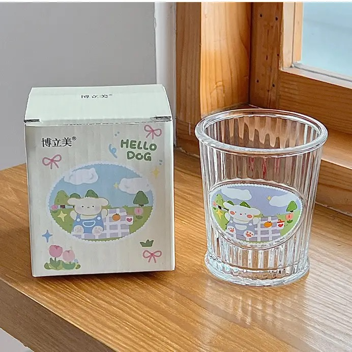 Hello Cat & Hello Dog Glass Cup