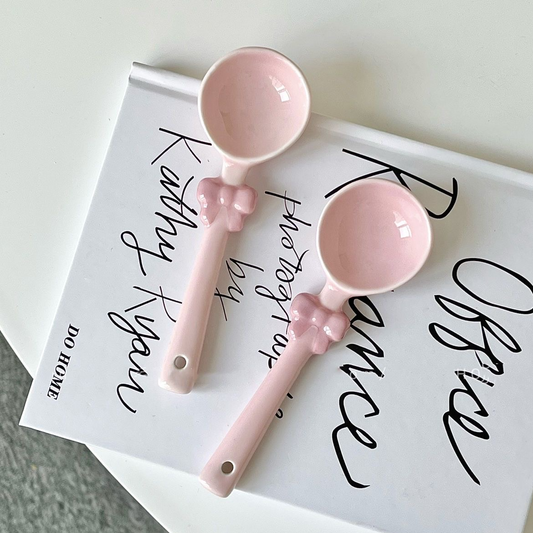 Pink Bow Ceramic Spoon