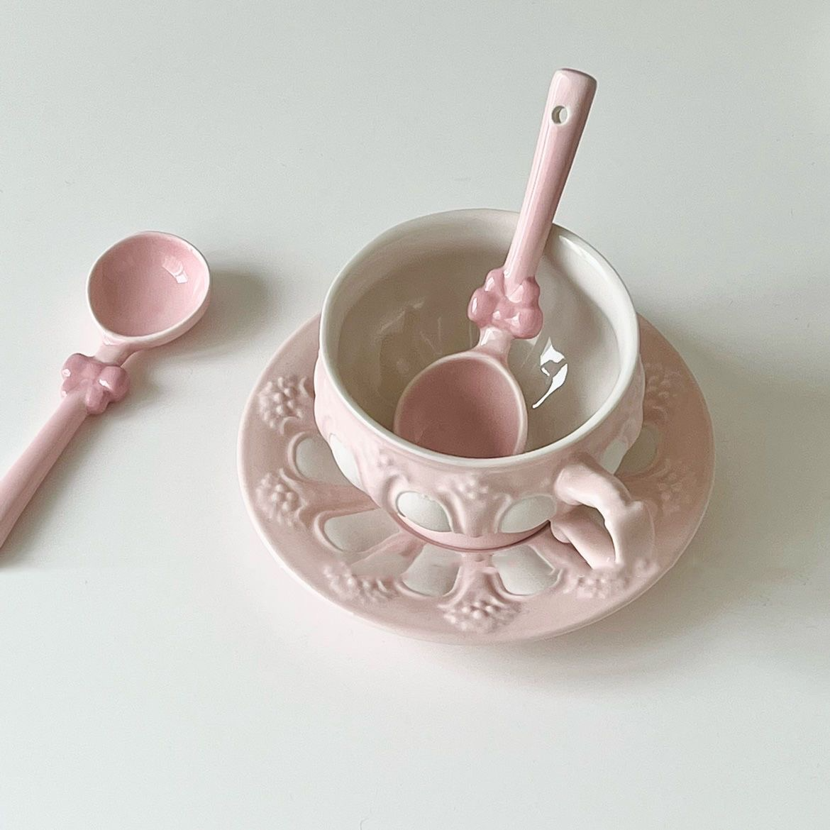Pink Bow Ceramic Spoon