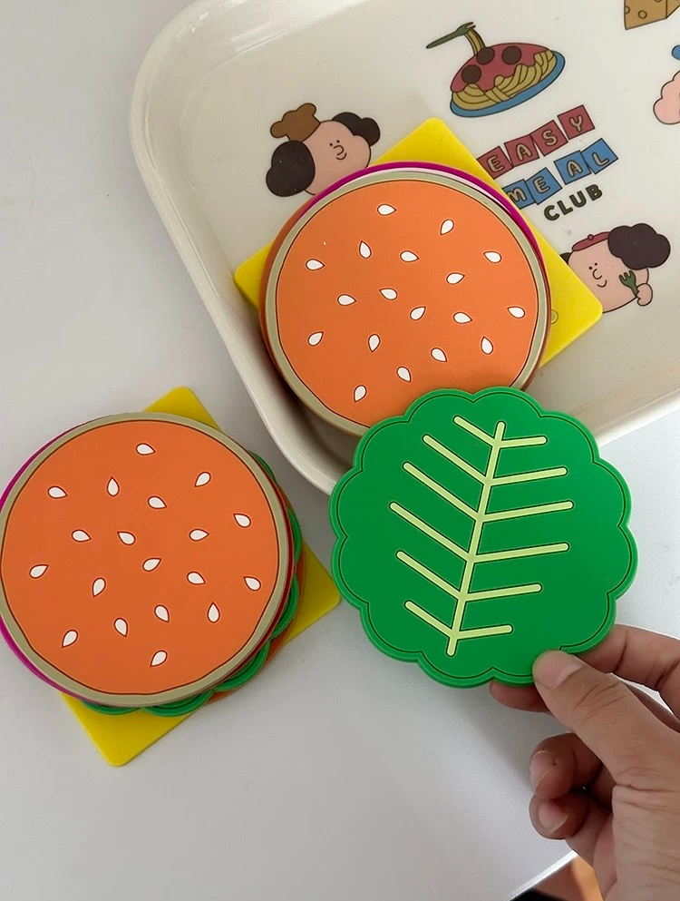 Hamburger Layered Heat-Insulation Coaster Set