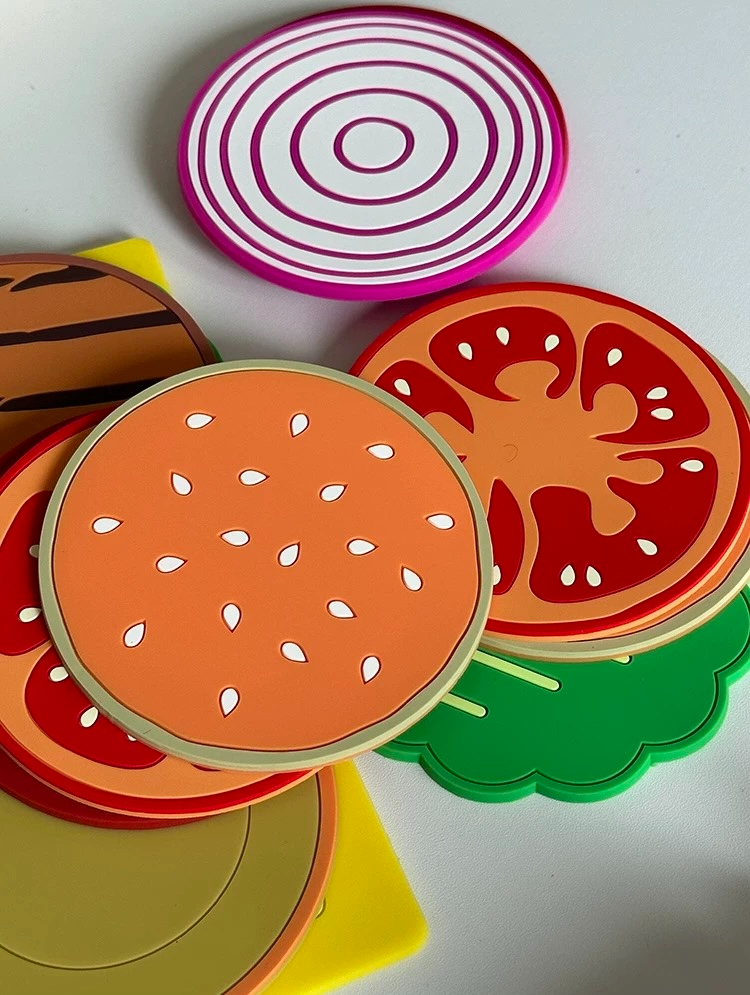 Hamburger Layered Heat-Insulation Coaster Set