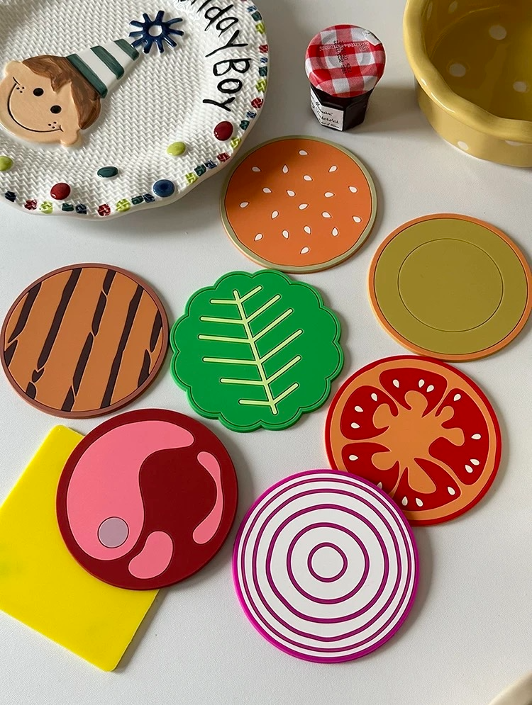 Hamburger Layered Heat-Insulation Coaster Set