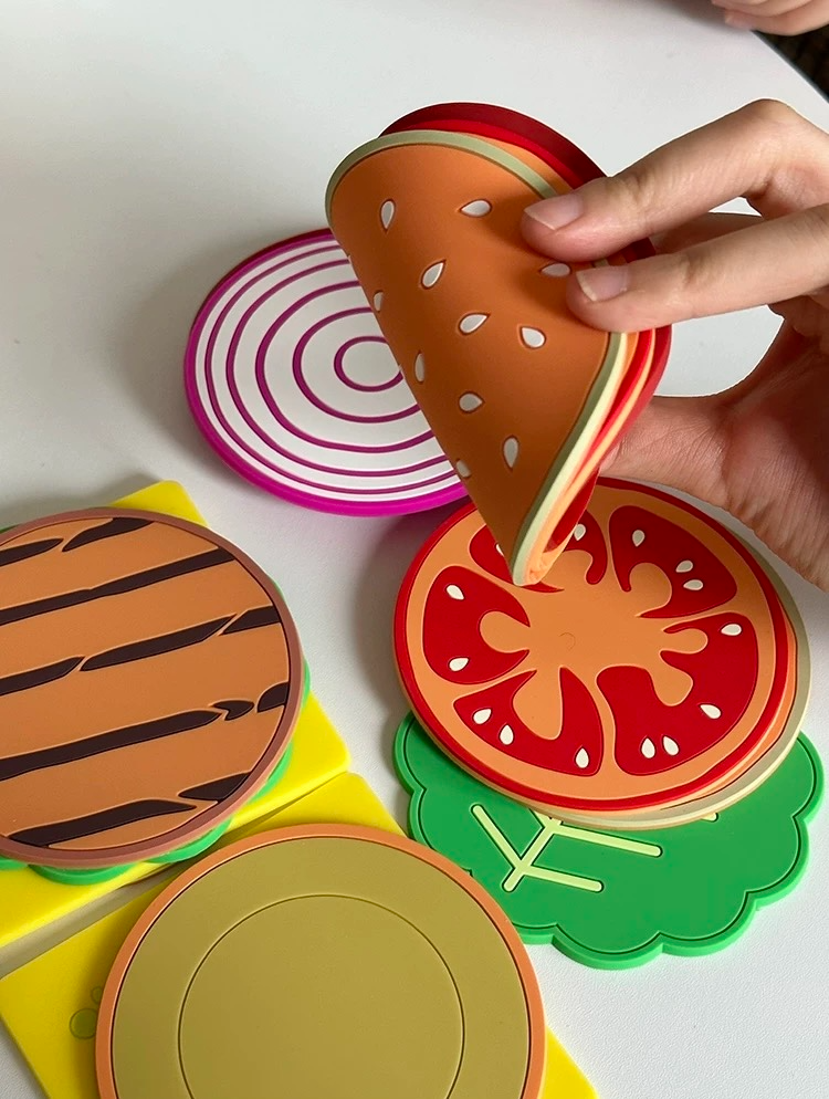 Hamburger Layered Heat-Insulation Coaster Set