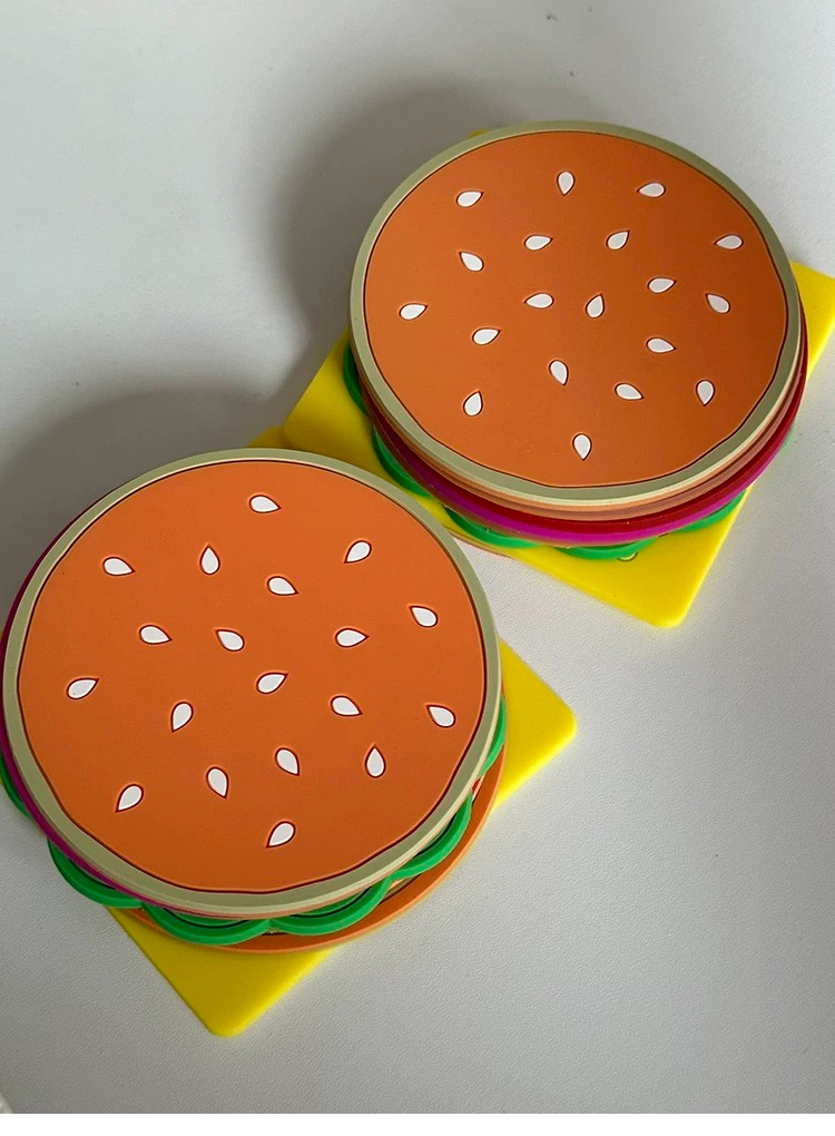 Hamburger Layered Heat-Insulation Coaster Set