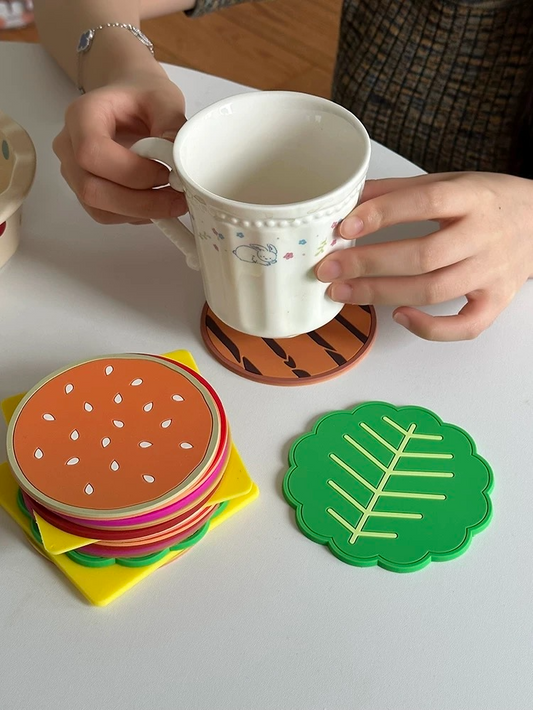 Hamburger Layered Heat-Insulation Coaster Set