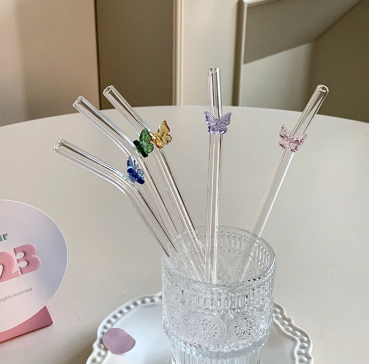 Butterfly Glass Straw