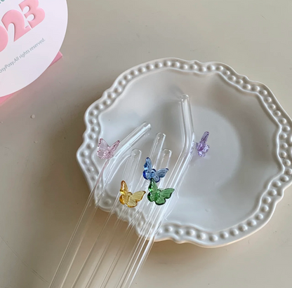 Butterfly Glass Straw