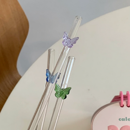 Butterfly Glass Straw