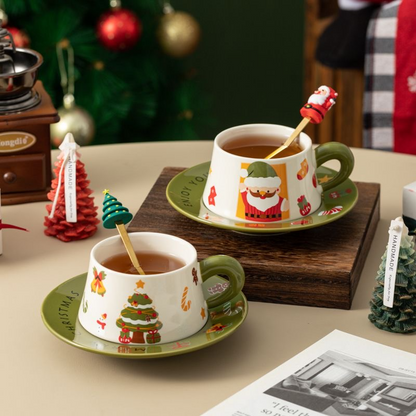 Christmas Tree Ceramic Coffee Mug & Dessert Plate Set