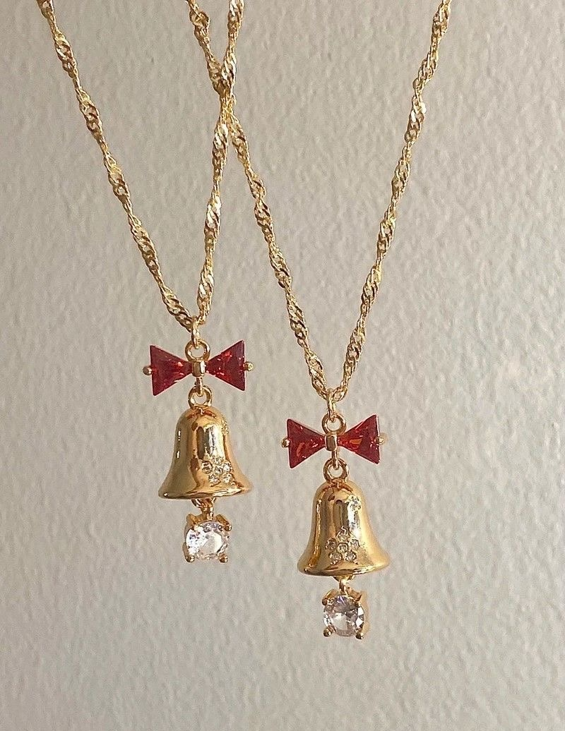 Red Bow Bell Necklace