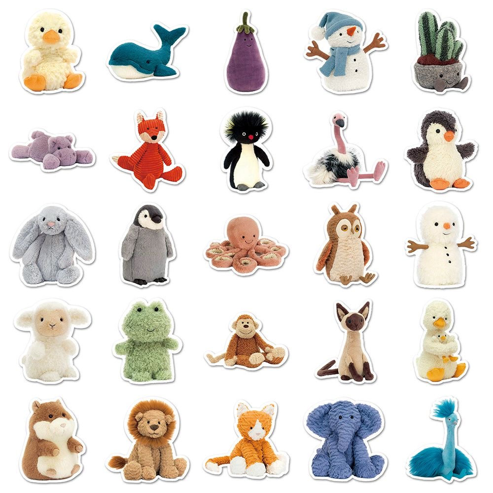 Jellycat Sticker Pack — 51PCS Cute Animal Stickers