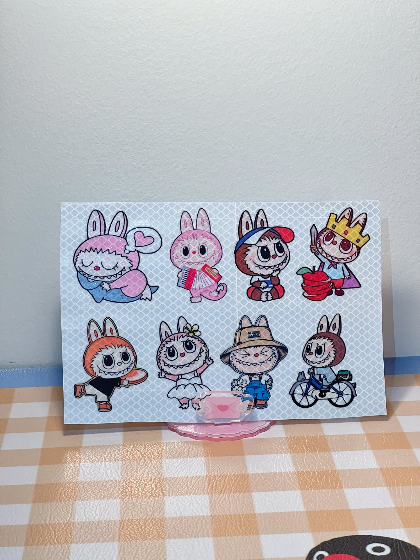 Labubu Reflective Car Sticker Set (8-Pack) -- 7