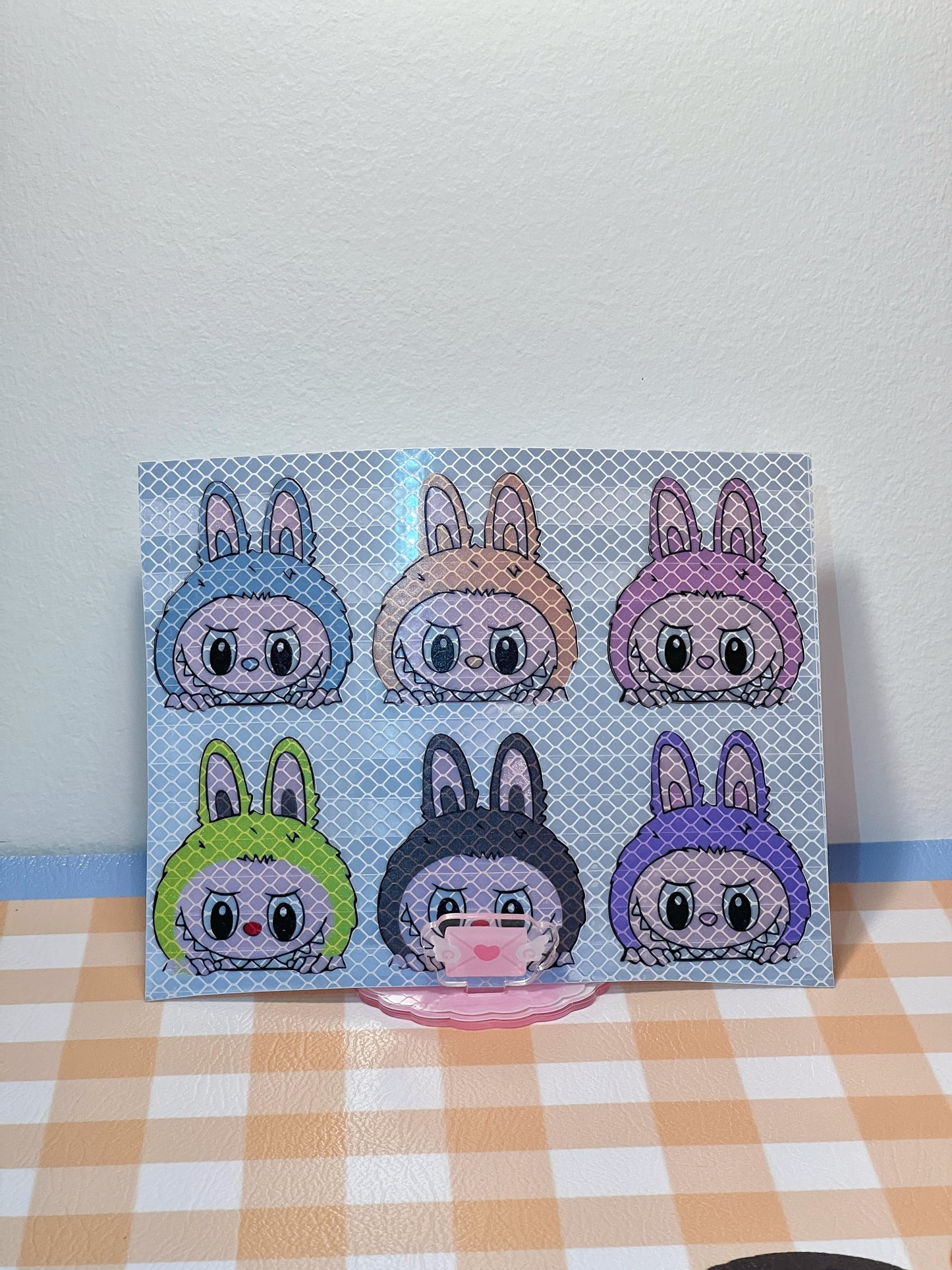 Labubu Reflective Car Sticker Set (6-Pack) -- 8